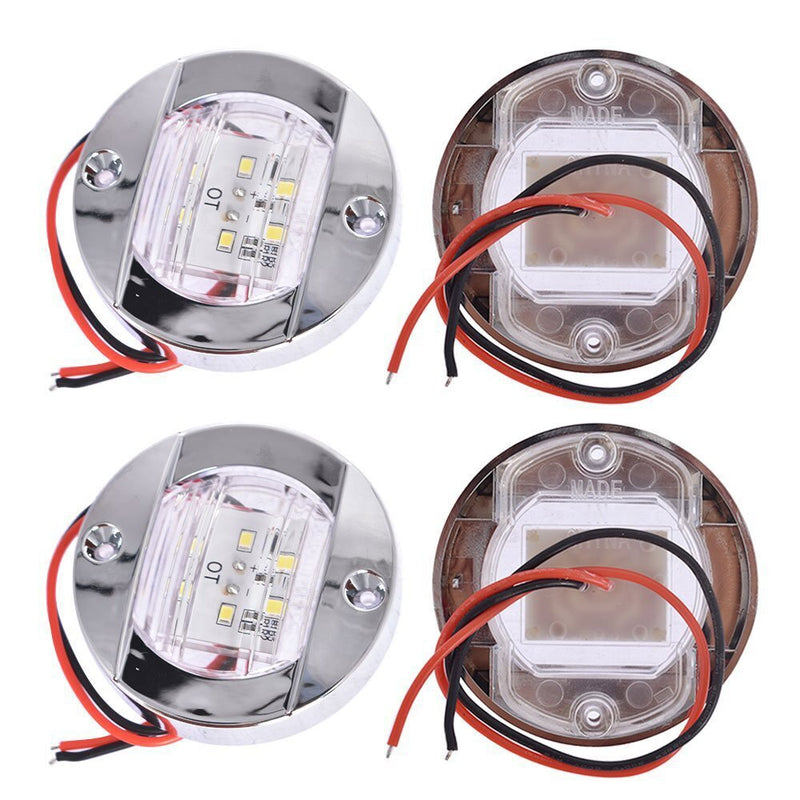 DURAFORCE 4X Cabin Deck Walkway Courtesy Lights White Stern Light 3" Round Marine Boat LED