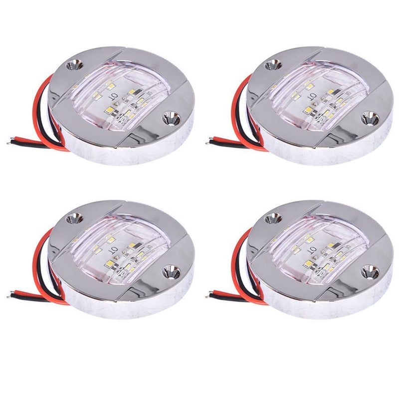 DURAFORCE 4X Cabin Deck Walkway Courtesy Lights White Stern Light 3" Round Marine Boat LED