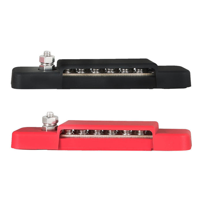 DURAFORCE 12 Point Busbar Bus Bar Power Distribution Block 180A 12V DC Black & Red Pair