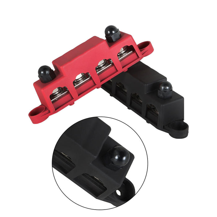 DURAFORCE 4 Post Busbar Bus Bar Power Distribution Red and Black Pair 12V 250A 3/8" New