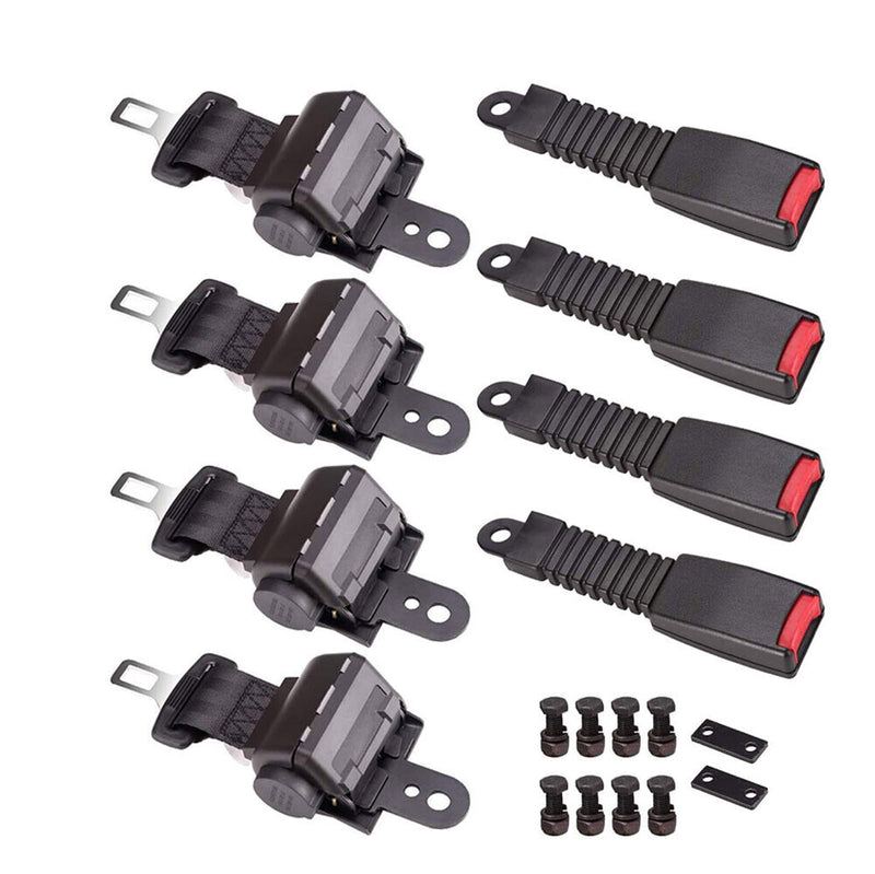 DURAFORCE Golf Cart Seat Belts Lap Set Retractable For EZGO/Yamaha/Club Car 4 Sets