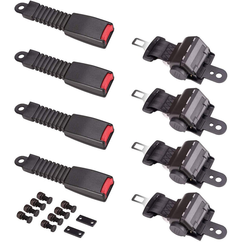 DURAFORCE Golf Cart Seat Belts Lap Set Retractable For EZGO/Yamaha/Club Car 4 Sets
