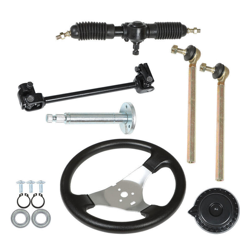 DURAFORCE For 110cc Go Kart Cart Steering Wheel Kit Gear Rack Pinion Shaft Set Adjustable