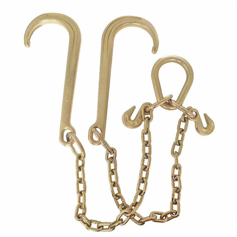 DURAFORCE 5/16" X 2' G70 Tow Chain J-Hooks V-Chain Flatbed Truck Rollback Wrecker Carrier