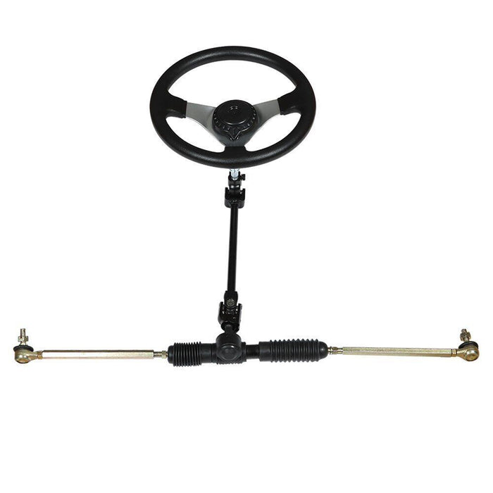 DURAFORCE Steering Wheel Kit Gear Rack Pinion Shaft Tie Rod Assembly For ATV Go Kart Quad