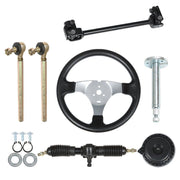 DURAFORCE Steering Wheel Steel Kit Gear Rack Pinion Adjustable Shaft Set For 110cc Go Kart