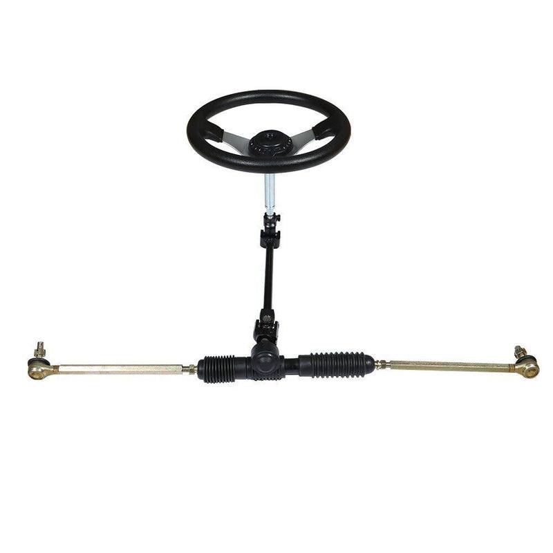 DURAFORCE Steering Wheel Steel Kit Gear Rack Pinion Adjustable Shaft Set For 110cc Go Kart