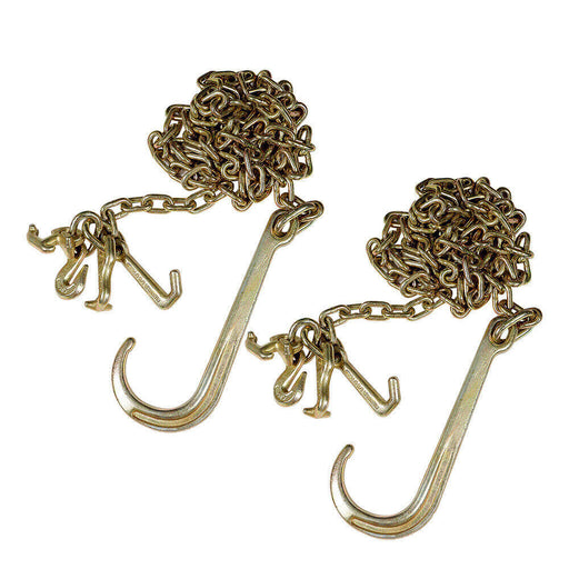 DURAFORCE 2 G70 5/16''x10' Transport Tow Chain J Hook Long Shank w/ Grab Hook