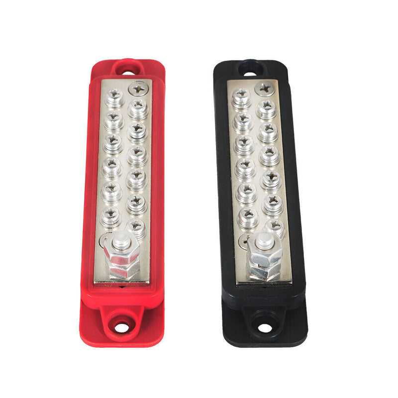 DURAFORCE New Black&Red Pair 12 Point Busbar Bus Bar Power Distribution Block 180A 12V DC