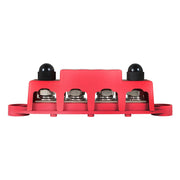 DURAFORCE 4 Way Terminal Junction Block Busbar 3/8" 250 amp 12v with Cover - Red