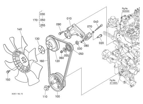DURAFORCE 16" Cooling Fan 16483-74110 Fits for Kubota D1803 V2203 V2403 V2607 V3307 WG2503