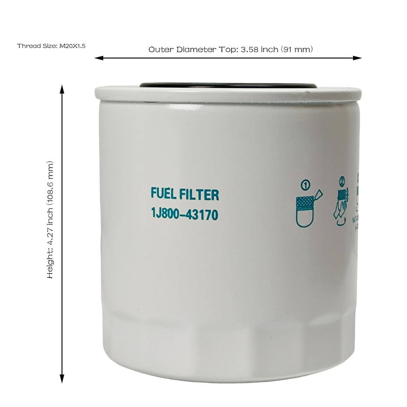 DURAFORCE 2X Fuel Filter 1J800-43170 1J800-43172 for Kubota L M Series KX040-4CA Excavator