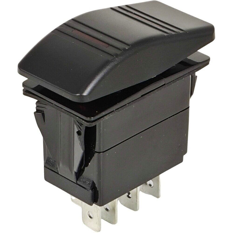 DURAFORCE Contura Rocker Switch 12981 Cover with Red Bar Lenses DPDT Black Illuminated