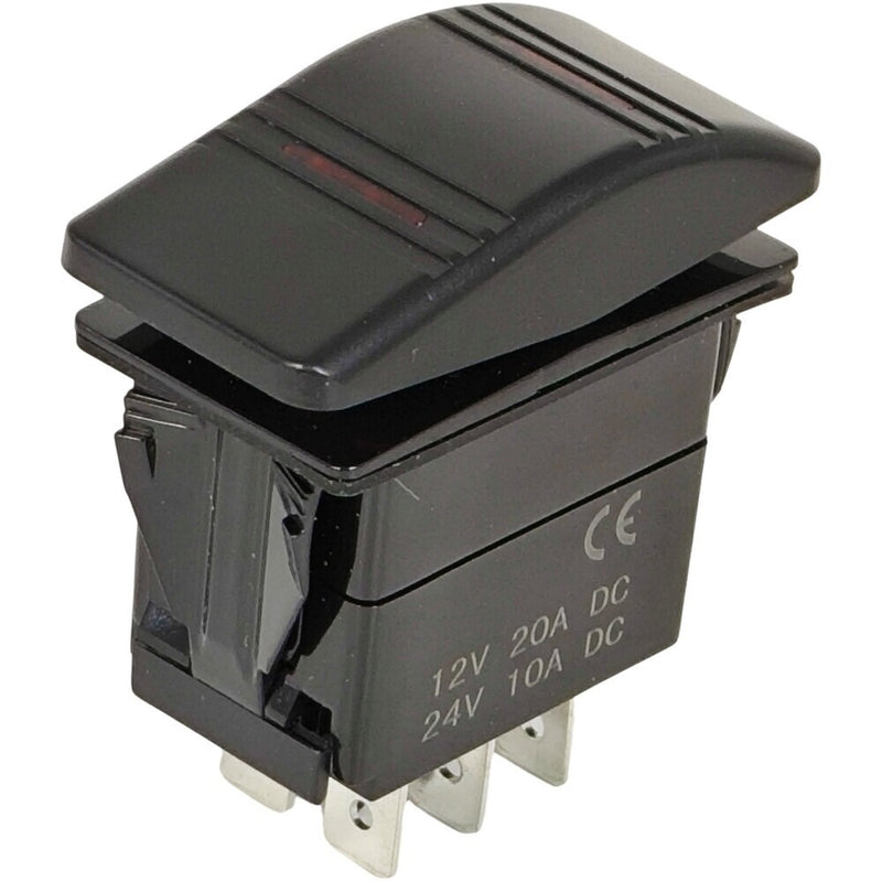 DURAFORCE Contura Rocker Switch 12981 Cover with Red Bar Lenses DPDT Black Illuminated