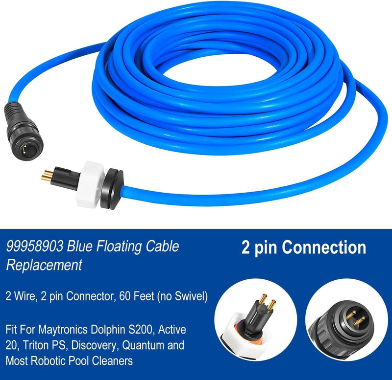 DURAFORCE 60ft 99958903-DIY Cable 2 Wire for Dolphin Maytronics Pool Cleaner S200 Active20
