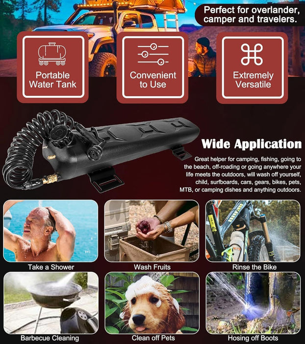 DURAFORCE Portable 8-Gallon Pressurized Water Tank for Camping Showers,Roof-Rack Shower