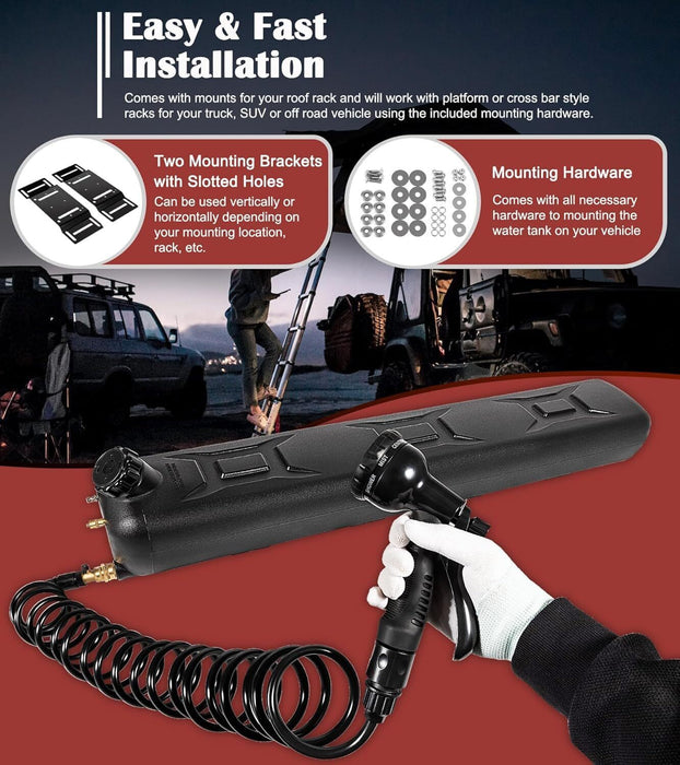 DURAFORCE Portable 8-Gallon Pressurized Water Tank for Camping Showers,Roof-Rack Shower