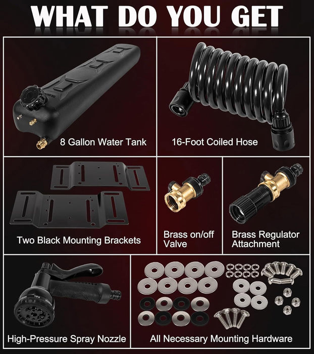 DURAFORCE Portable 8-Gallon Pressurized Water Tank for Camping Showers,Roof-Rack Shower