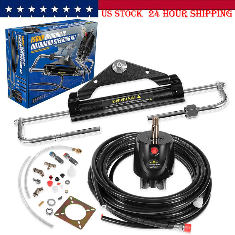 DURAFORCE Boat Hydraulic Steering System Kit Marine Outboard Steering 150HP Outboard