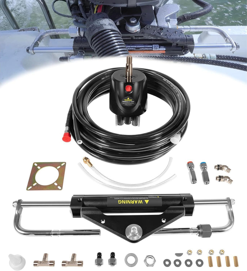 DURAFORCE Boat Hydraulic Steering System Kit Marine Outboard Steering 150HP Outboard