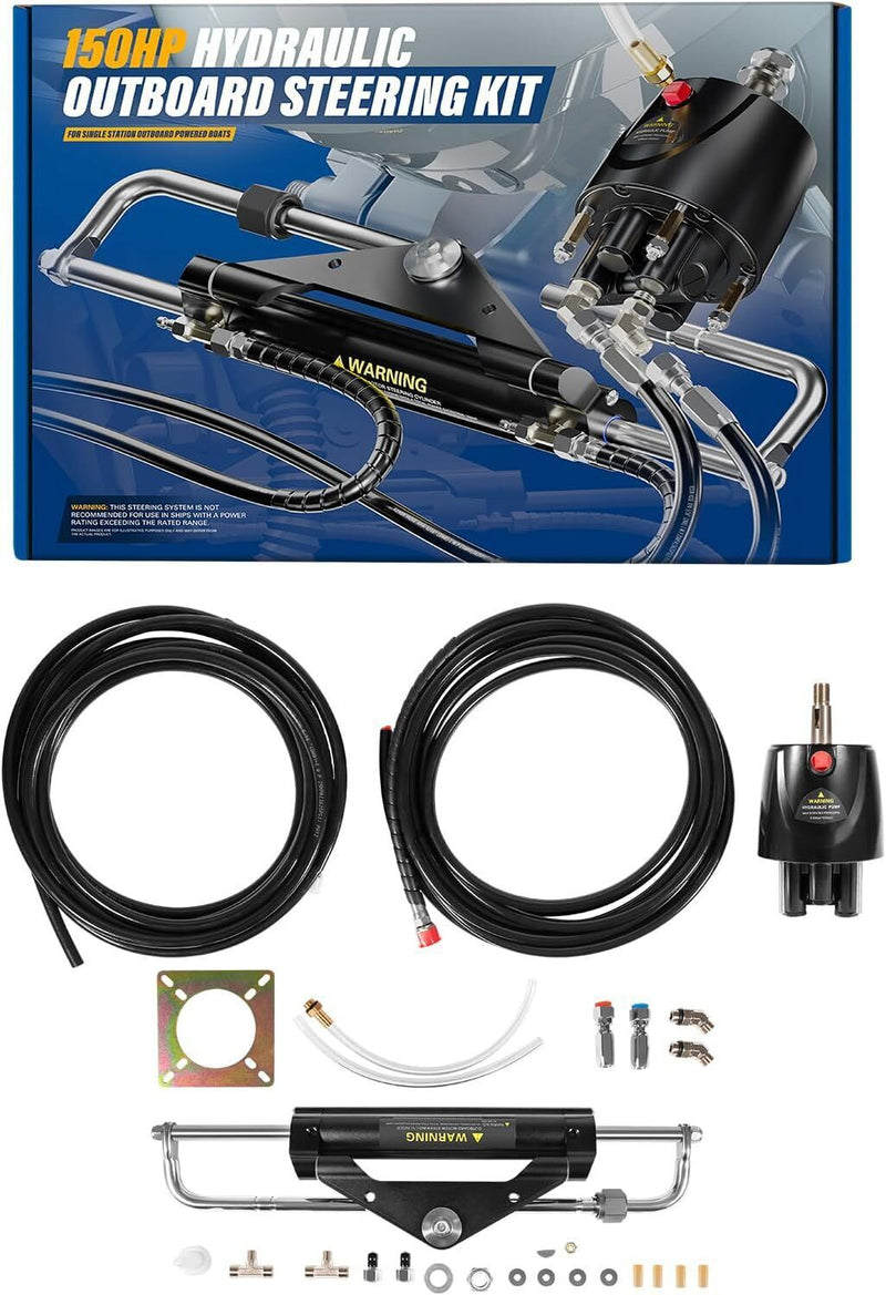 DURAFORCE Boat Hydraulic Steering System Kit Marine Outboard Steering 150HP Outboard