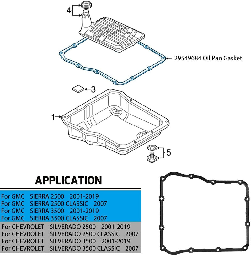 DURAFORCE 29549684 Allison Transmission Pan Gasket Filter Fluid For 2001-2019 Duramax 6.6L