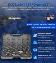 DURAFORCE 69910 14 Piece Turbo Air System Test Kit w/ Smoke Adapter 6 Pair Stepped Adapter