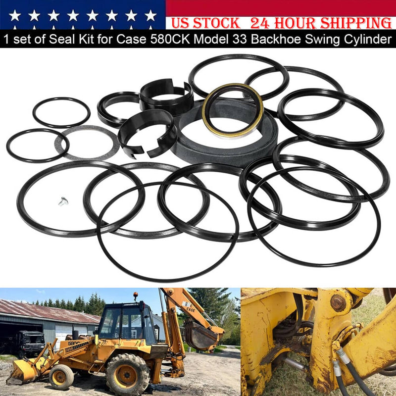 DURAFORCE Seal Kit for Case 580CK Model 33 Loader Bucket Tilt w/Snap in OR Press in wiper