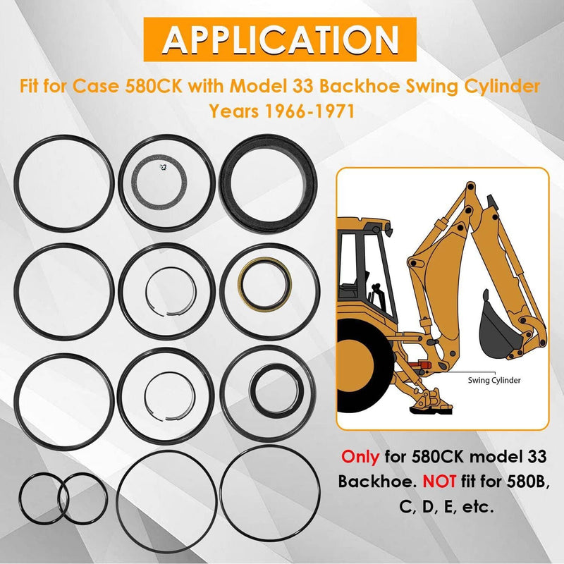 DURAFORCE Seal Kit for Case 580CK Model 33 Loader Bucket Tilt w/Snap in OR Press in wiper