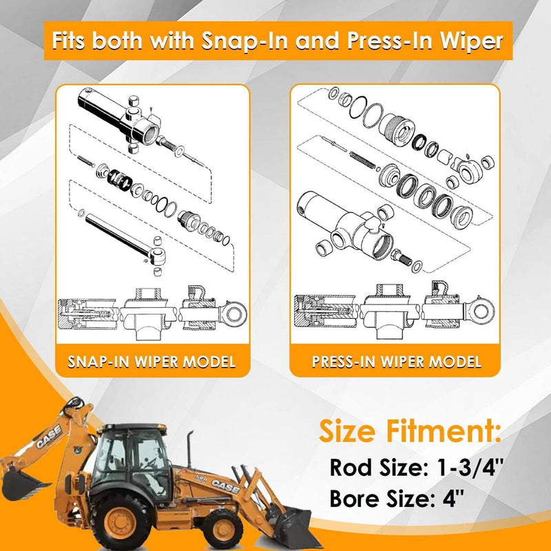DURAFORCE Seal Kit for Case 580CK Model 33 Loader Bucket Tilt w/Snap in OR Press in wiper