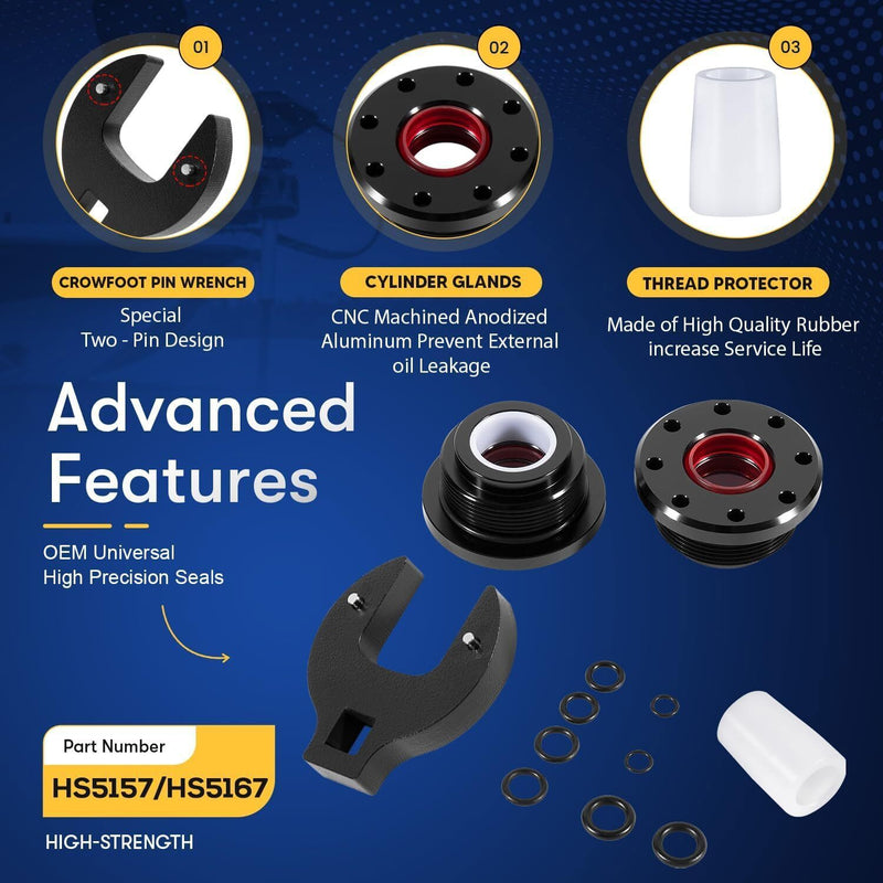 DURAFORCE HS5157/HS5167 Hydraulic Steering Cylinder Seal Kit with Pin Wrench for Seastar