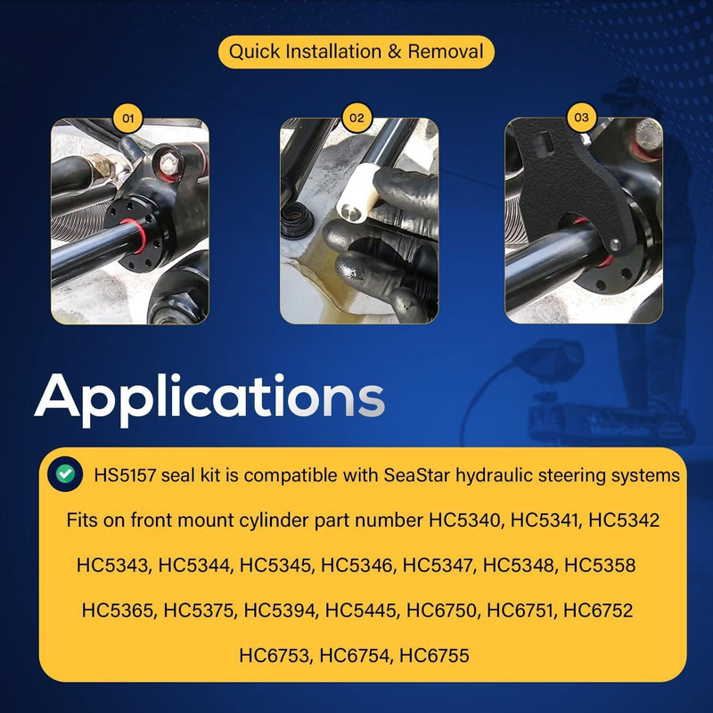 DURAFORCE HS5157/HS5167 Hydraulic Steering Cylinder Seal Kit with Pin Wrench for Seastar