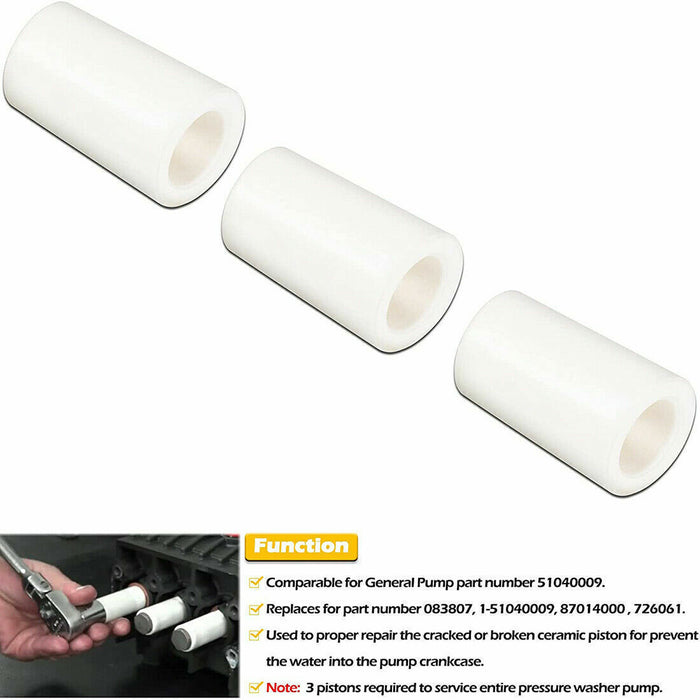 DURAFORCE 1PCS General Pump Piston Replace Ceramic 15mm 51040009 for TP Pumps (15x25x9 mm)