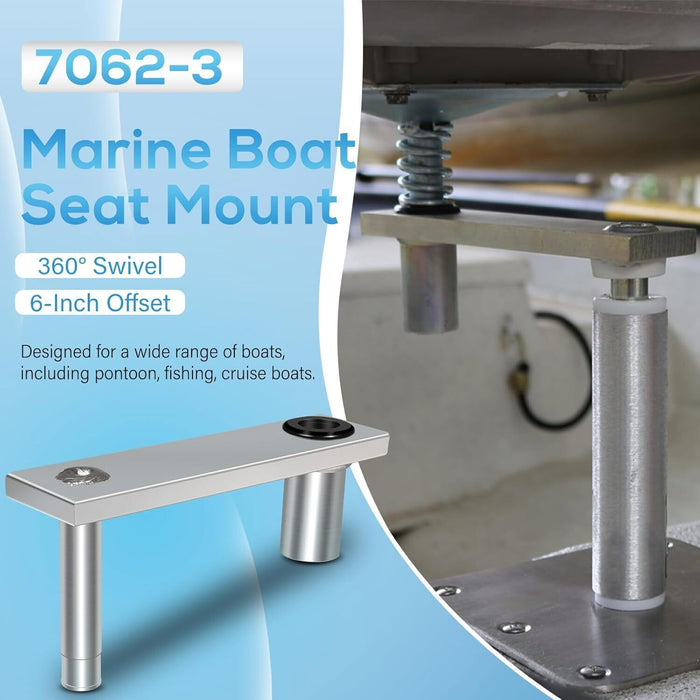 DURAFORCE 7062-3 6" Swivel Offset Marine Boat Seat Mount, Zinc-Plated Steel, 360° Rotation
