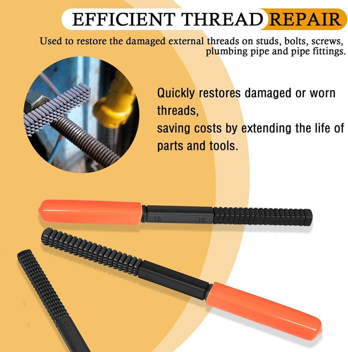 DURAFORCE 3Pcs/Set Thread Restorer File Chaser Set Metric & SAE Repair Hardward DIY 2573