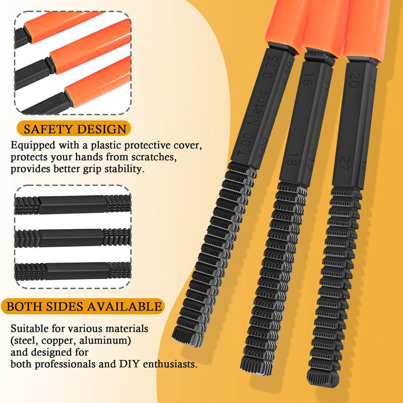 DURAFORCE 3Pcs/Set Thread Restorer File Chaser Set Metric & SAE Repair Hardward DIY 2573