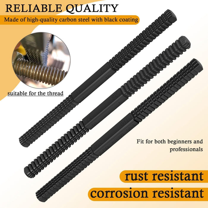 DURAFORCE 3Pcs/Set Thread Restorer File Chaser Set Metric & SAE Repair Hardward DIY 2573