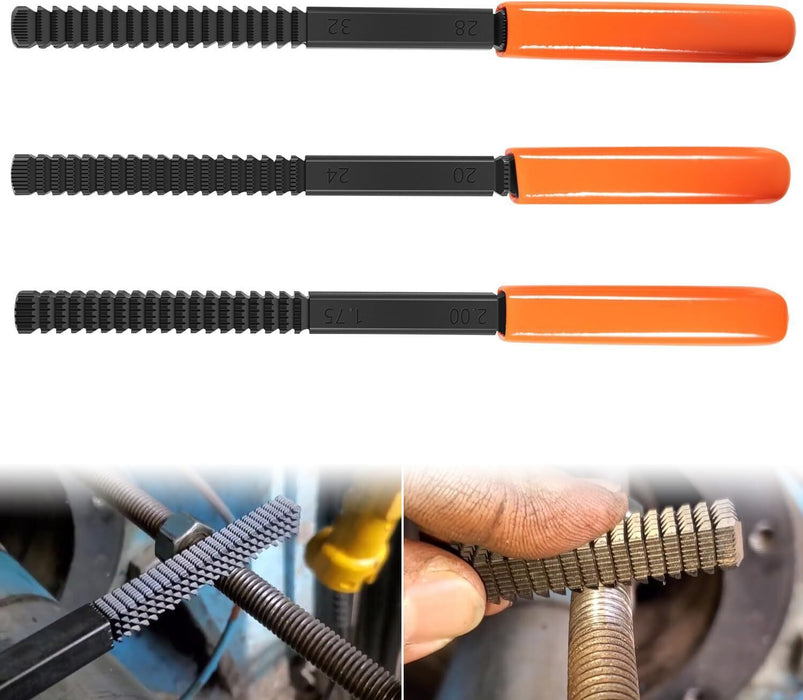 DURAFORCE 3Pcs/Set Thread Restorer File Chaser Set Metric & SAE Repair Hardward DIY 2573