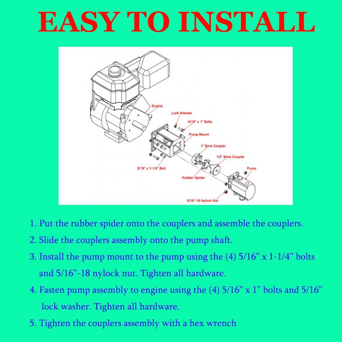 DURAFORCE Log Splitter Hydraulic Pump Mount for 8-15 Hp Engines