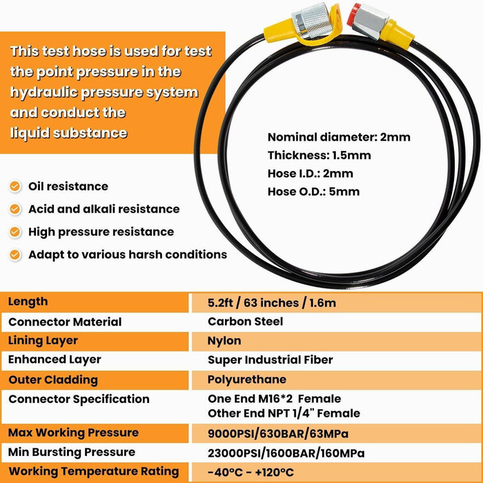 DURAFORCE 10000PSI Digital Hydraulic Pressure Gauge Test Coupling Kit 1/4 NPT 700BAR/70Mpa