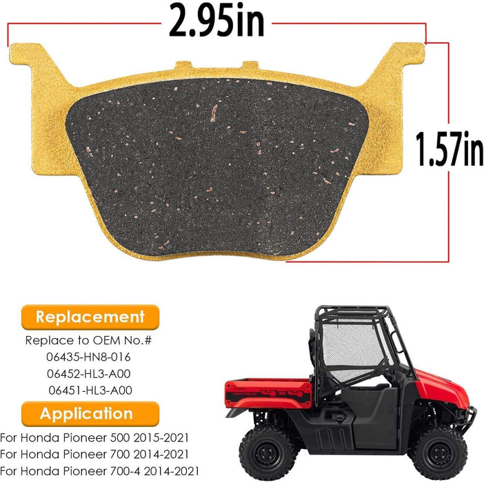 DURAFORCE 6Pcs Front Rear Ceramic Brake Pads for Honda Pioneer 700 500 700-4 2014-2021