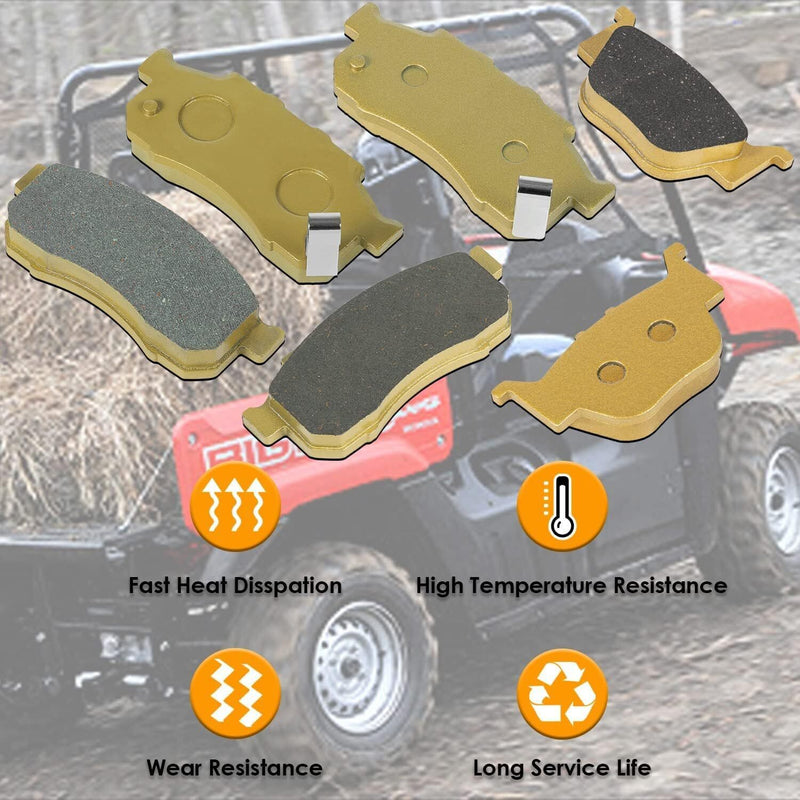 DURAFORCE 6Pcs Front Rear Ceramic Brake Pads for Honda Pioneer 700 500 700-4 2014-2021