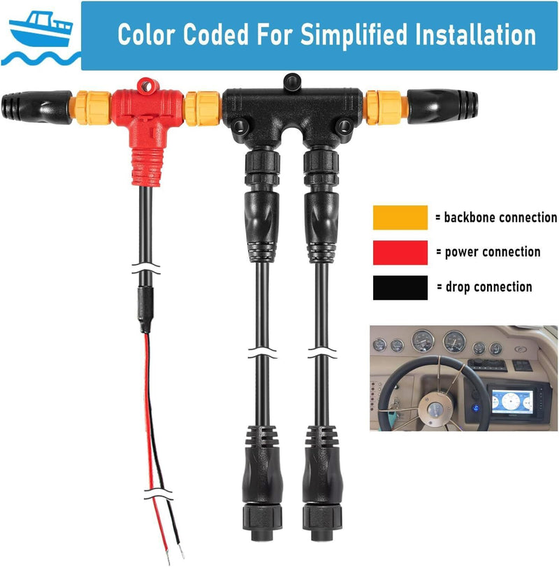 DURAFORCE NMEA 2000 2K Network Starter Kit Cable Tee Terminator for Lowrance Simrad Garmin