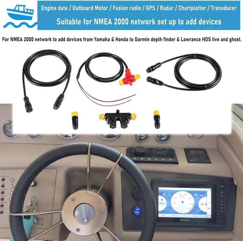 DURAFORCE NMEA 2000 2K Network Starter Kit Cable Tee Terminator for Lowrance Simrad Garmin