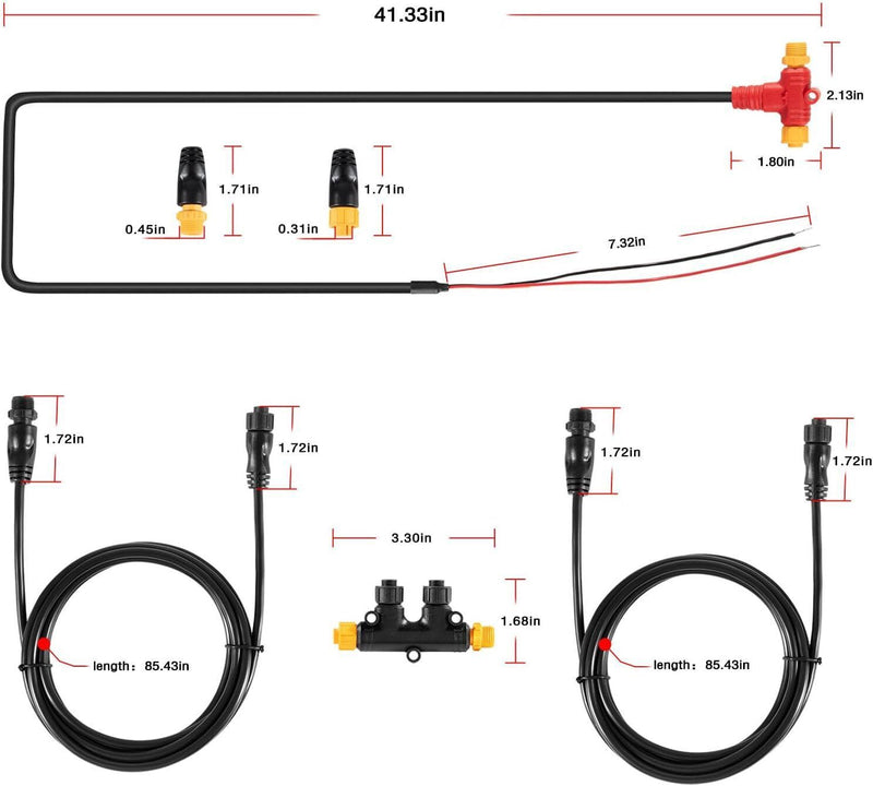 DURAFORCE NMEA 2000 2K Network Starter Kit Cable Tee Terminator for Lowrance Simrad Garmin