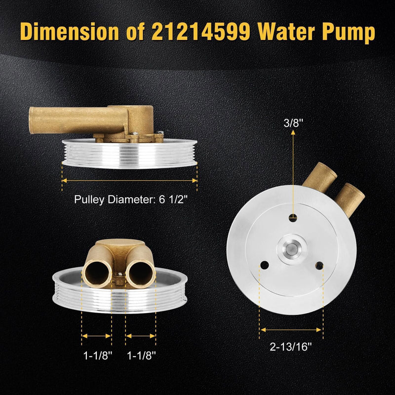 DURAFORCE 21214599 Crank Mounted Raw Sea Water Pump for Volvo Penta 4.3L 5.0L 5.7L 3862482