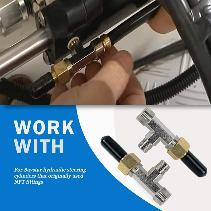 DURAFORCE Hydraulic Steering Bleeder Tee Kit for Baystar HC4645H,Replaces SeaStar HF4202