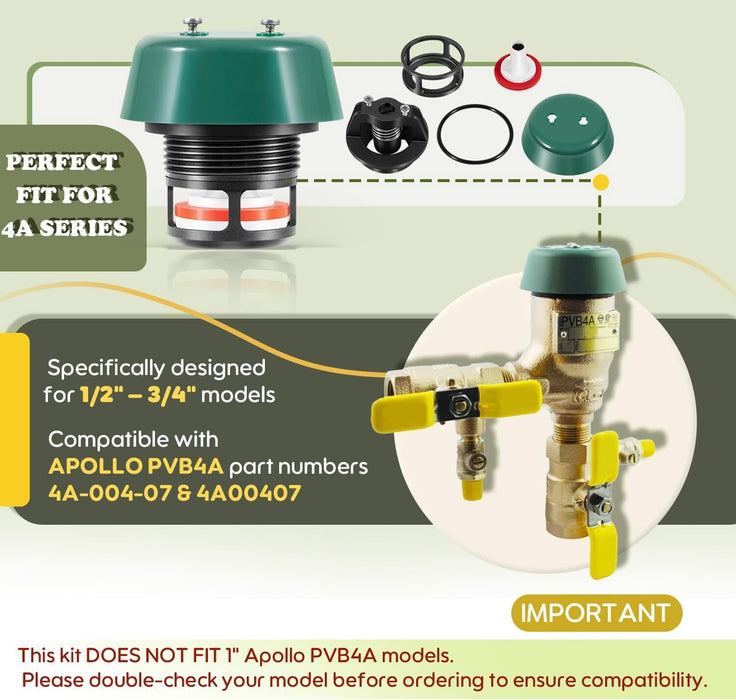DURAFORCE 1/2" - 3/4" Top Half Repair Kit for PVB4A, 4A00407 Poppet and Bonnet Parts Kit
