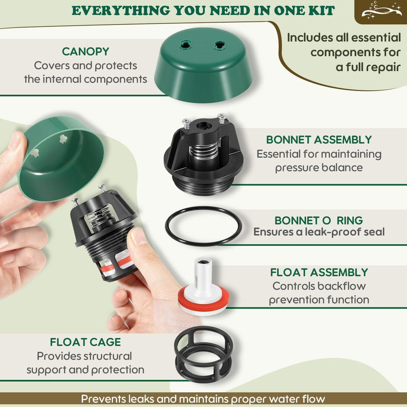 DURAFORCE 1/2" - 3/4" Top Half Repair Kit for PVB4A, 4A00407 Poppet and Bonnet Parts Kit