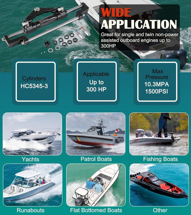 DURAFORCE HC5345-3 Hydraulic Steering Cylinder for Outboard Boat up to 300HP 10.3MPa/1500P